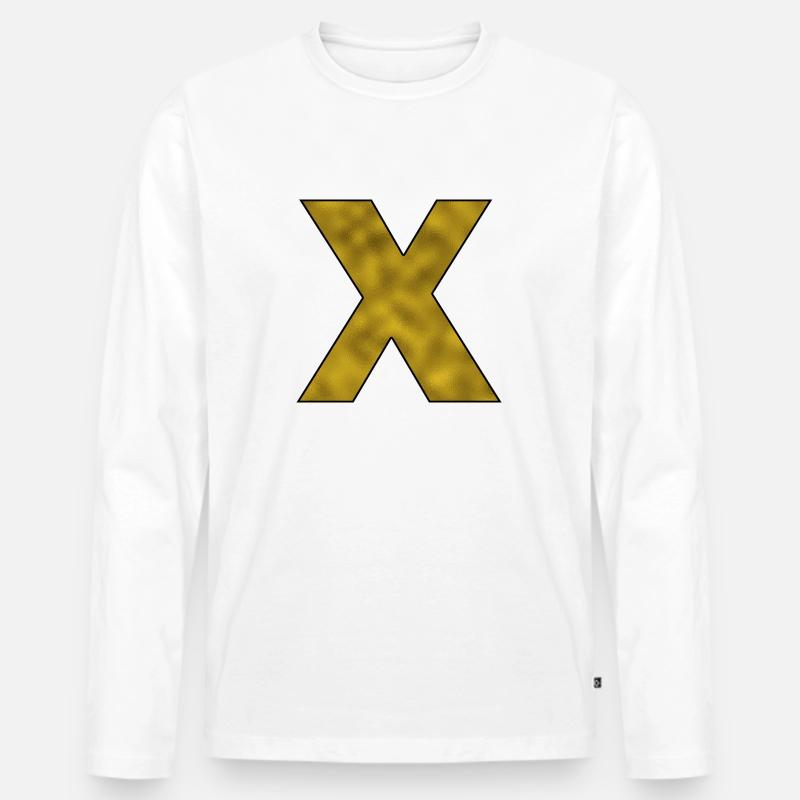 Buchstabe X Gold - Männer Premium Bio Langarmshirt - Weiß