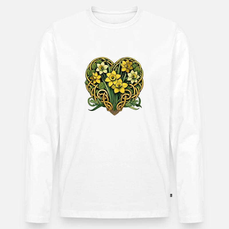 Frühlingsnarzissen - Männer Premium Bio Langarmshirt - Weiß