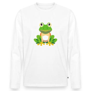 Green frog sitting. - Men's Premium Organic Long Sleeve Shirt - white - Front - Nico (187cm)