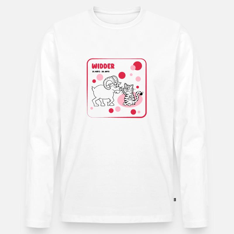 Sternzeichen Widder - Männer Premium Bio Langarmshirt - Weiß