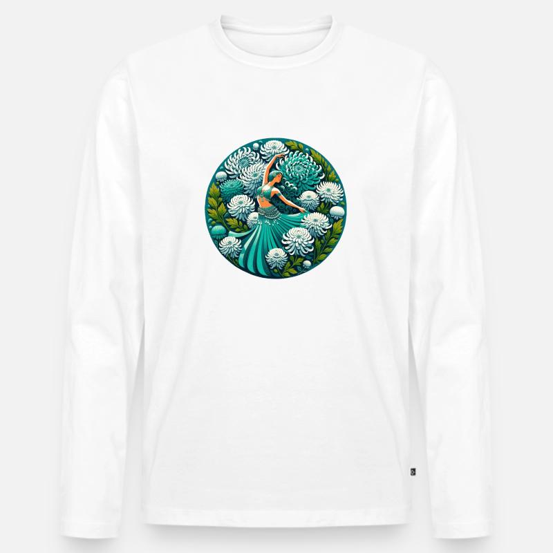 Blaugrüne Bauchtänzerin - Männer Premium Bio Langarmshirt - Weiß