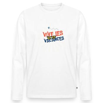 LONG LIVE THE HOLIDAYS. HOLIDAY. HAPPY HOLIDAYS. - Men's Premium Organic Long Sleeve Shirt - white - Front - Nico (187cm)