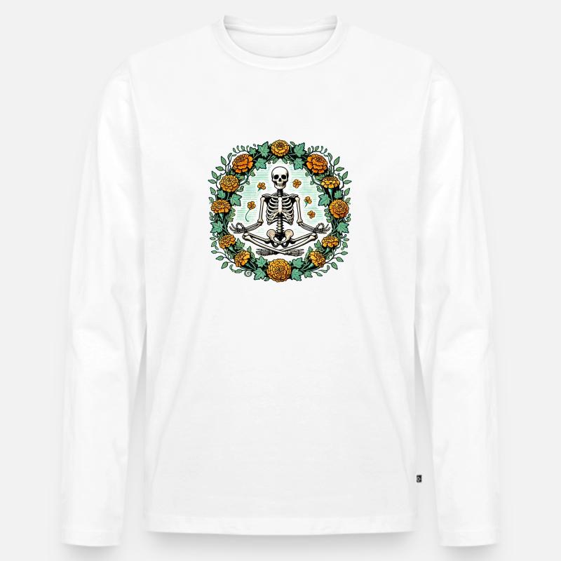 Zen-Modus Skelett - Männer Premium Bio Langarmshirt - Weiß