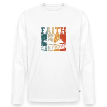 Faith can move Mountains, Christian gift. - Men's Premium Organic Long Sleeve Shirt - white - Front - Nico (187cm)