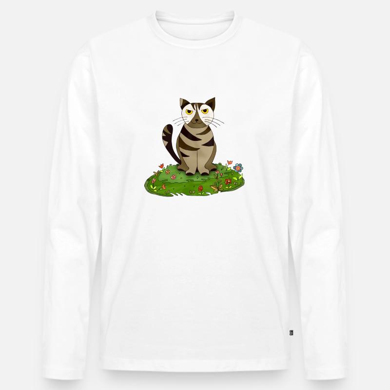 Katze - Männer Premium Bio Langarmshirt - Weiß