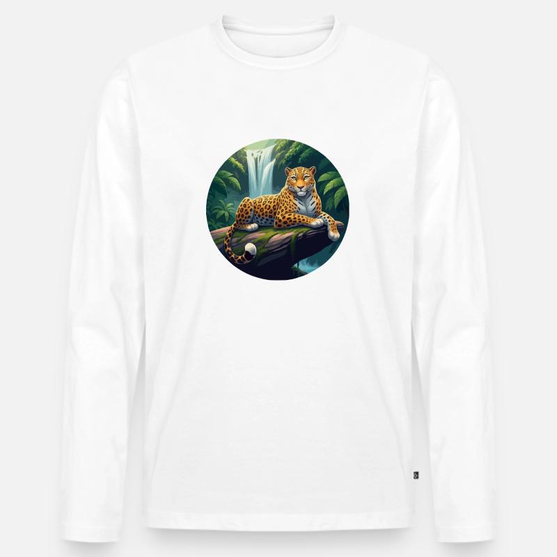 Jaguar im Dschungel - Männer Premium Bio Langarmshirt - Weiß