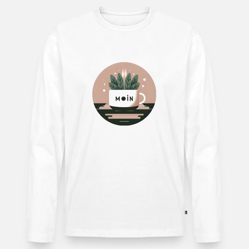 Moin Pflanzentasse - Männer Premium Bio Langarmshirt - Weiß