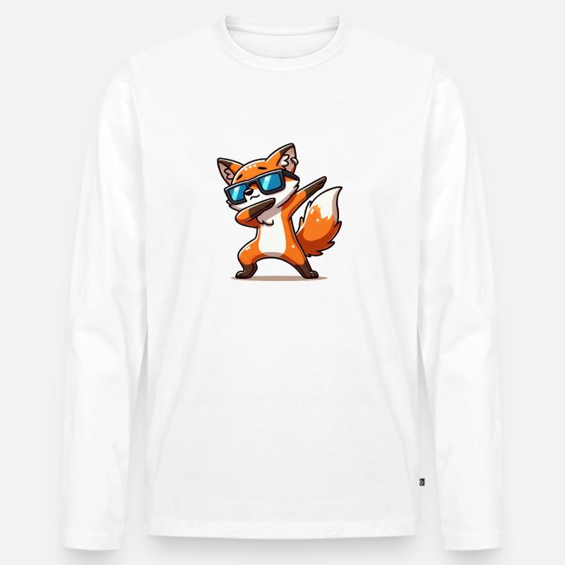 fuchs tier dabbing - Männer Premium Bio Langarmshirt - Weiß