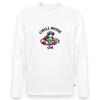 Chill Mode On 🐢🌊 - Men's Premium Organic Long Sleeve Shirt - white - Front - Nico (187cm)