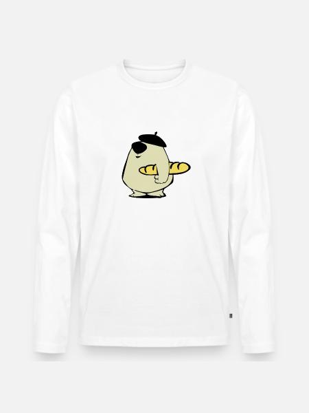 Baguette bear cartoon gift - Men's Premium Organic Long Sleeve Shirt - white