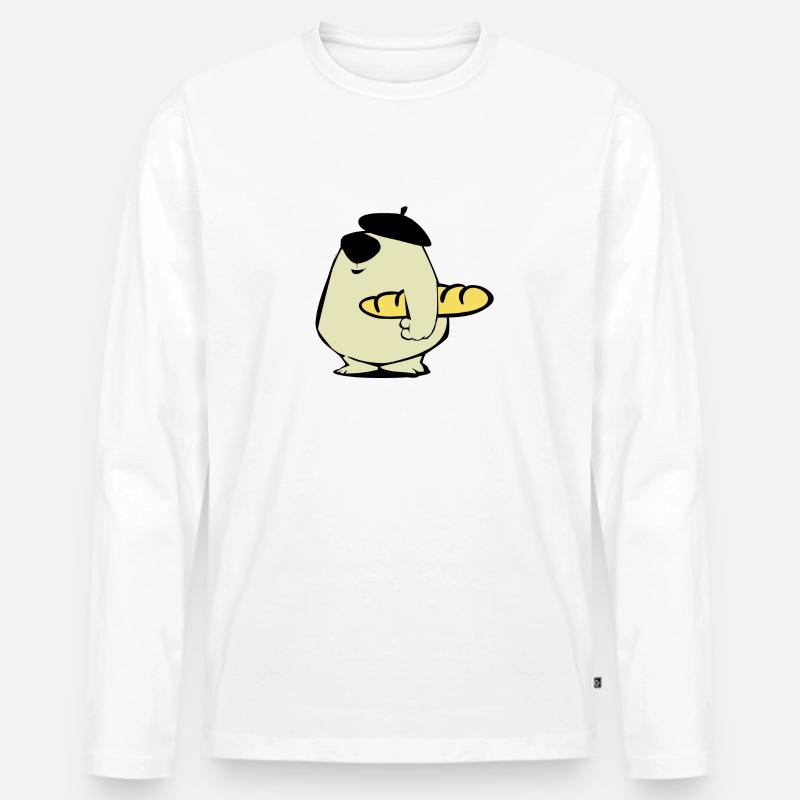 Baguette Bär Comic Geschenk - Männer Premium Bio Langarmshirt - Weiß