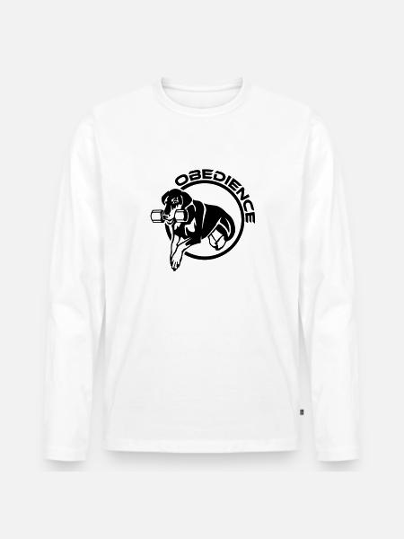 453 Dobermann Obedience - Männer Premium Bio Langarmshirt - Weiß