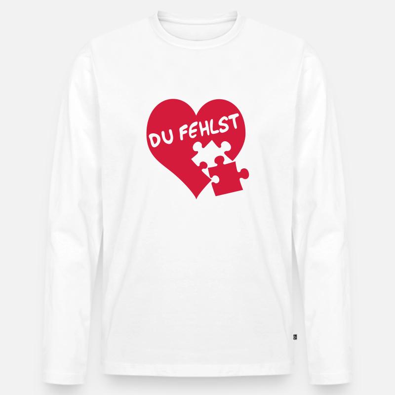 Du fehlst | missing you | Isolation - Männer Premium Bio Langarmshirt - Weiß