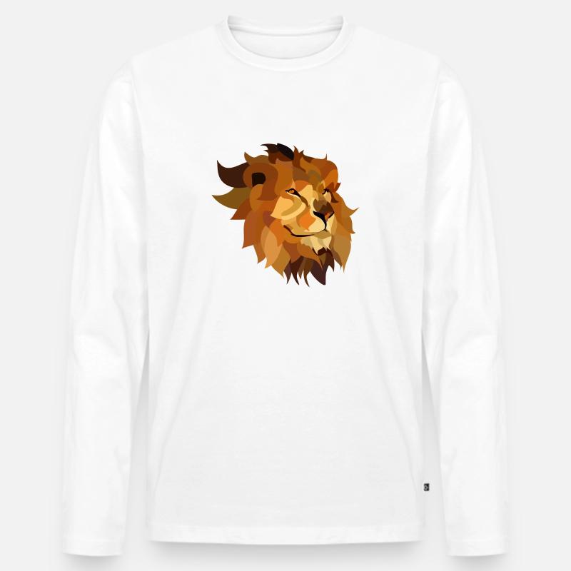 Löwe - Männer Premium Bio Langarmshirt - Weiß