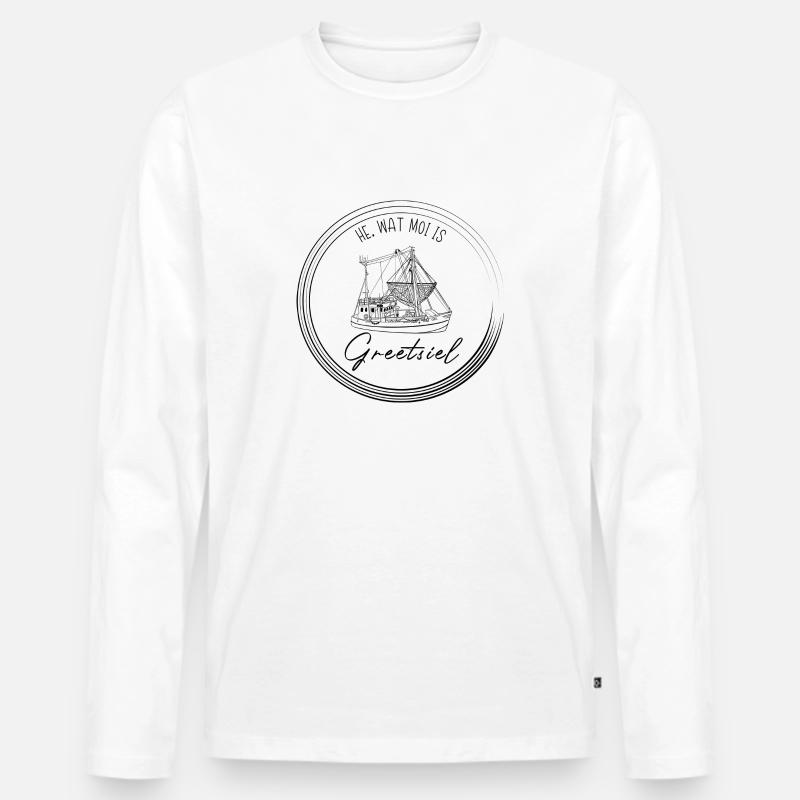 Wat moi is Greetsiel - Männer Premium Bio Langarmshirt - Weiß
