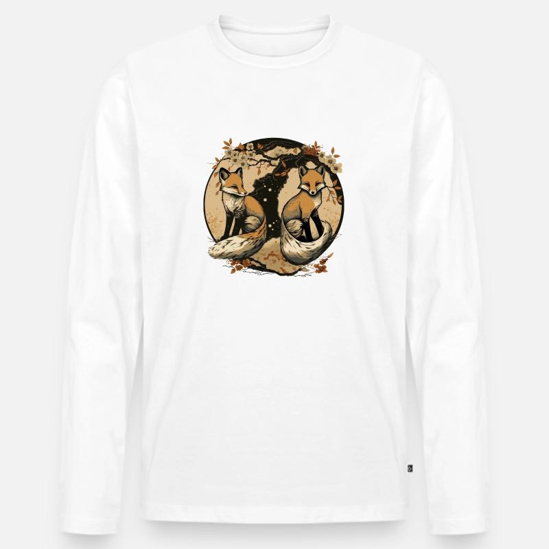 FOX 4 - Männer Premium Bio Langarmshirt - Weiß