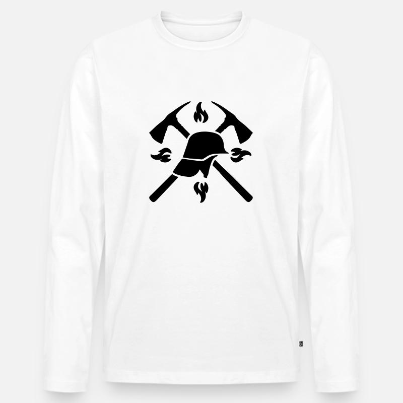 feuerwehr helm axt - Männer Premium Bio Langarmshirt - Weiß