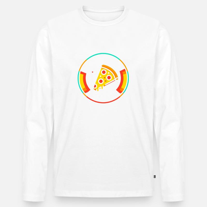 Mehr Pizza essen - Männer Premium Bio Langarmshirt - Weiß