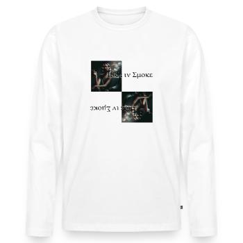 Cacher Dans La Fumée, Femme Esthétique, Fumer, Police - T-shirt manches longues Premium bio Homme - blanc - Devant - Nico (187cm)