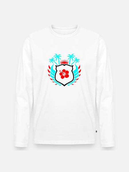Paradis Fleur d’Hibiscus - T-shirt manches longues Premium bio Homme - blanc