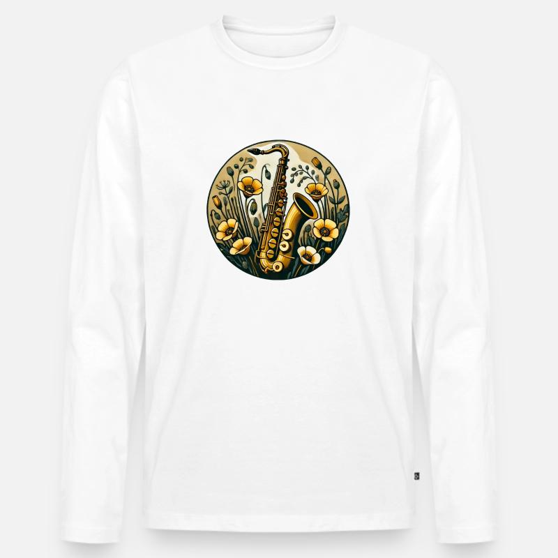 Saxophon - Männer Premium Bio Langarmshirt - Weiß