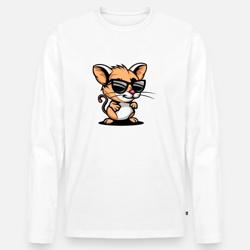 Maus Comic Cool - Männer Premium Bio Langarmshirt - Weiß