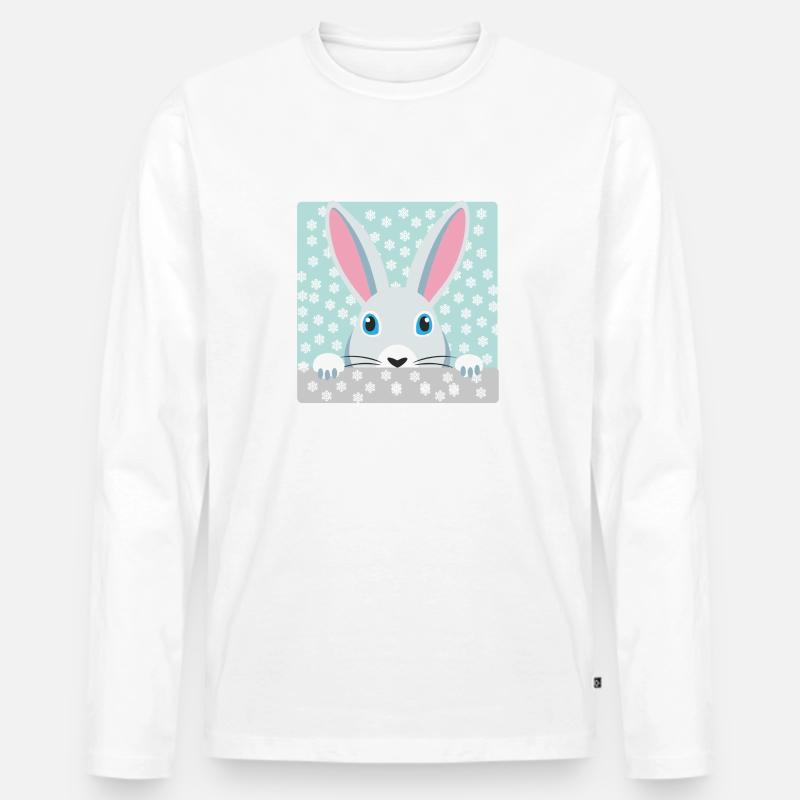 Schneehase II - Männer Premium Bio Langarmshirt - Weiß