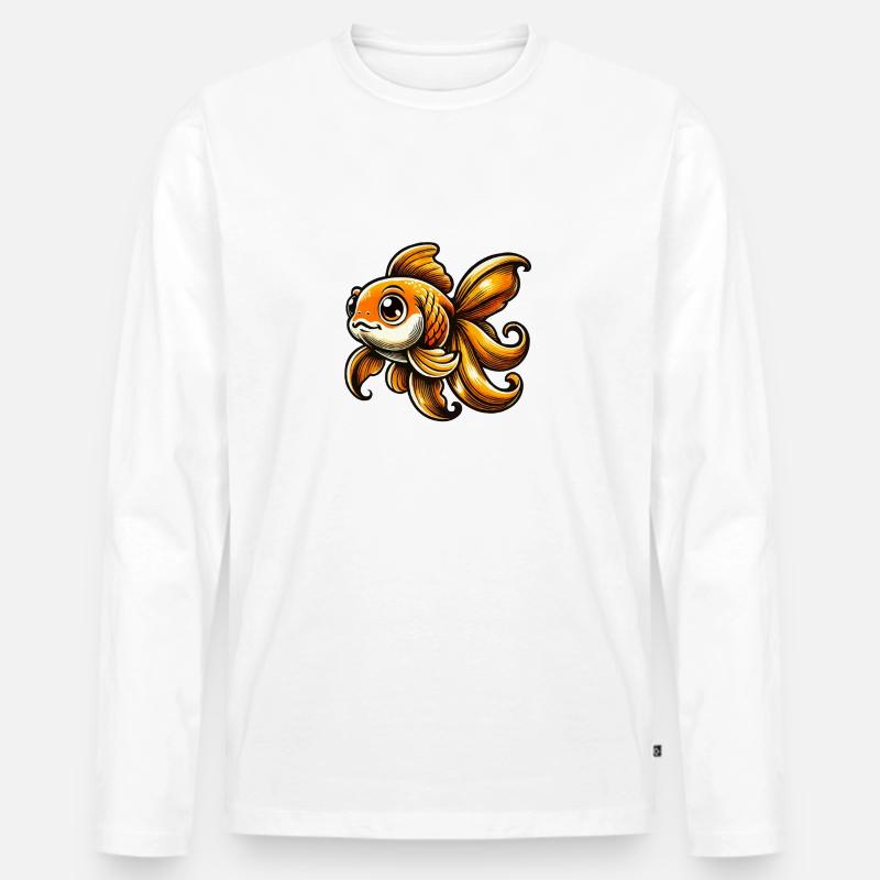 Goldfisch Comic - Männer Premium Bio Langarmshirt - Weiß