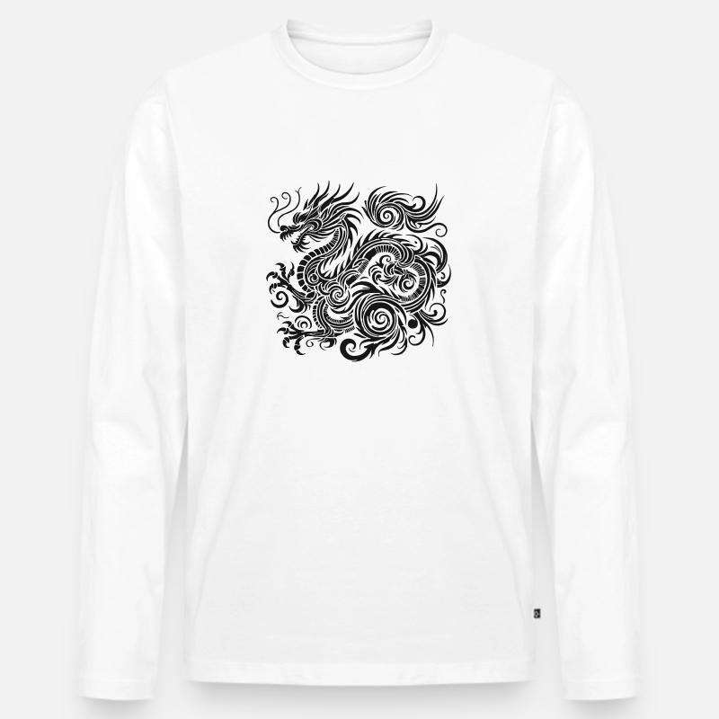 drache china - Männer Premium Bio Langarmshirt - Weiß