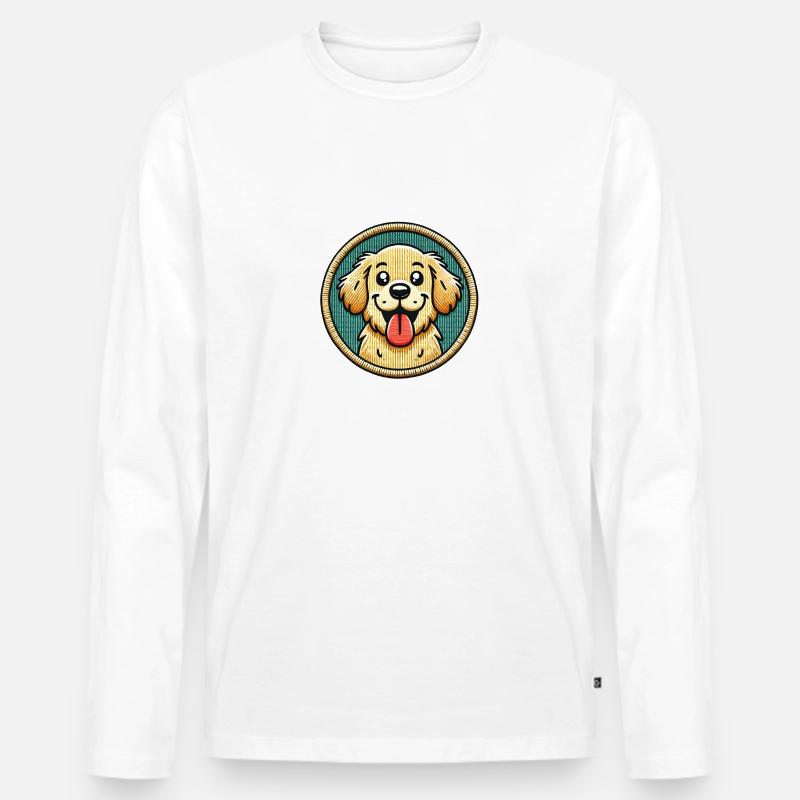 Süßer Hund - Männer Premium Bio Langarmshirt - Weiß