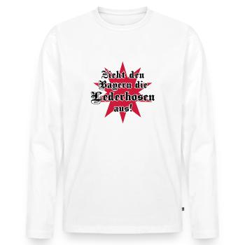 Zieht den Bayern die Lederhosen aus - Männer Premium Bio Langarmshirt - Weiß - Vorne - Nico (187cm)