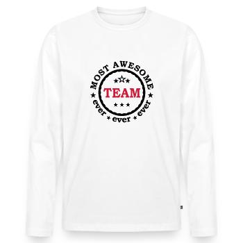 Team awesome - Beste Mannschaft aller Zeiten - Männer Premium Bio Langarmshirt - Weiß - Vorne - Nico (187cm)