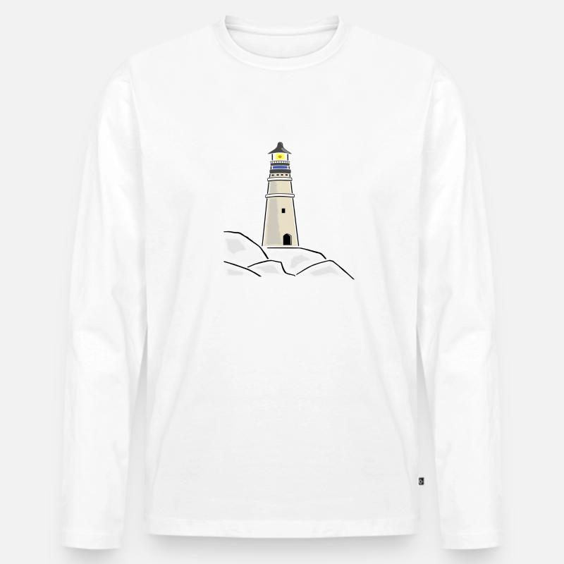 Phare maritime - Männer Premium Bio Langarmshirt - Weiß