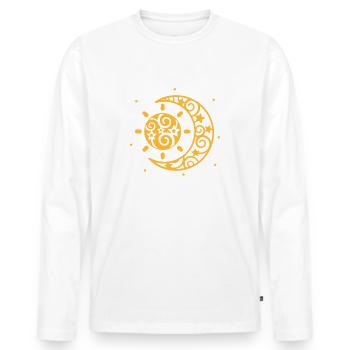 Sonne, Mond und Sterne - Männer Premium Bio Langarmshirt - Weiß - Vorne - Nico (187cm)