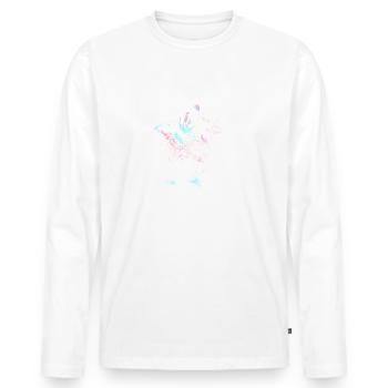 Papillon, aquarelle, coloré, peinture, graffiti - T-shirt manches longues Premium bio Homme - blanc - Devant - Nico (187cm)