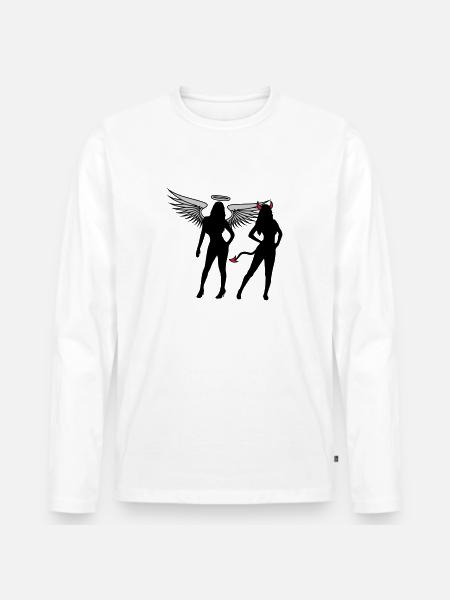 Angel Devil Girls - Men's Premium Organic Long Sleeve Shirt - white