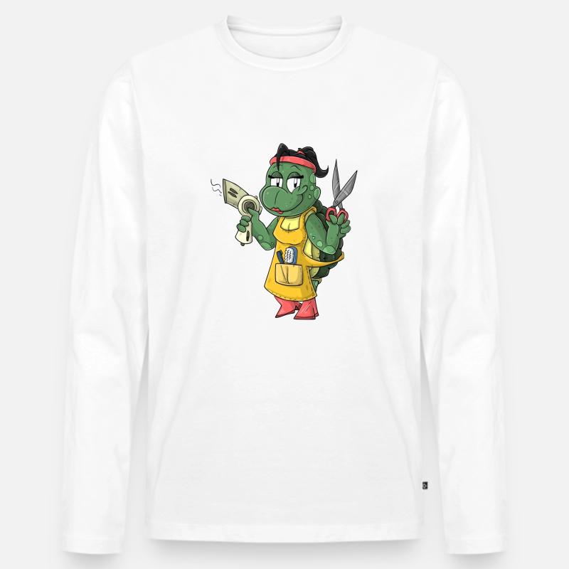 Schildkröten Friseurin - Männer Premium Bio Langarmshirt - Weiß