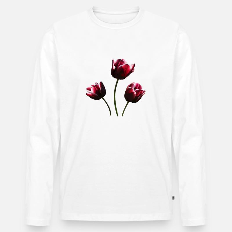 Tulpe weinrote Tulpen - Männer Premium Bio Langarmshirt - Weiß
