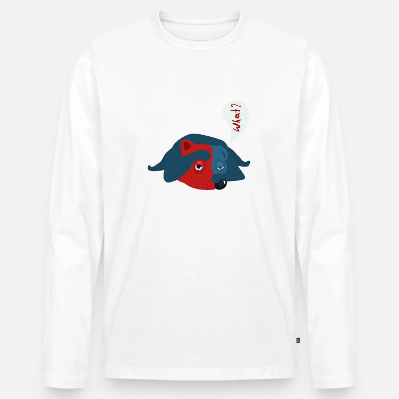 Hund - Männer Premium Bio Langarmshirt - Weiß