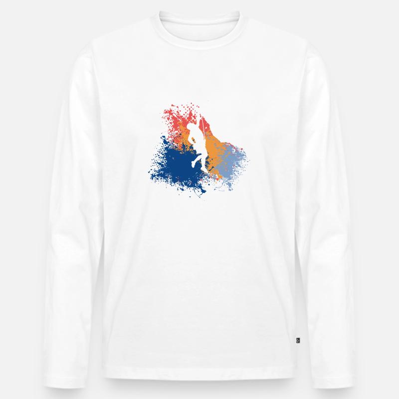 Felsklettern Retro Berg Berge - Männer Premium Bio Langarmshirt - Weiß