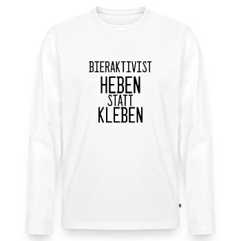 Bieraktivist - Heben statt Kleben - Männer Premium Bio Langarmshirt - Weiß - Vorne - Nico (187cm)