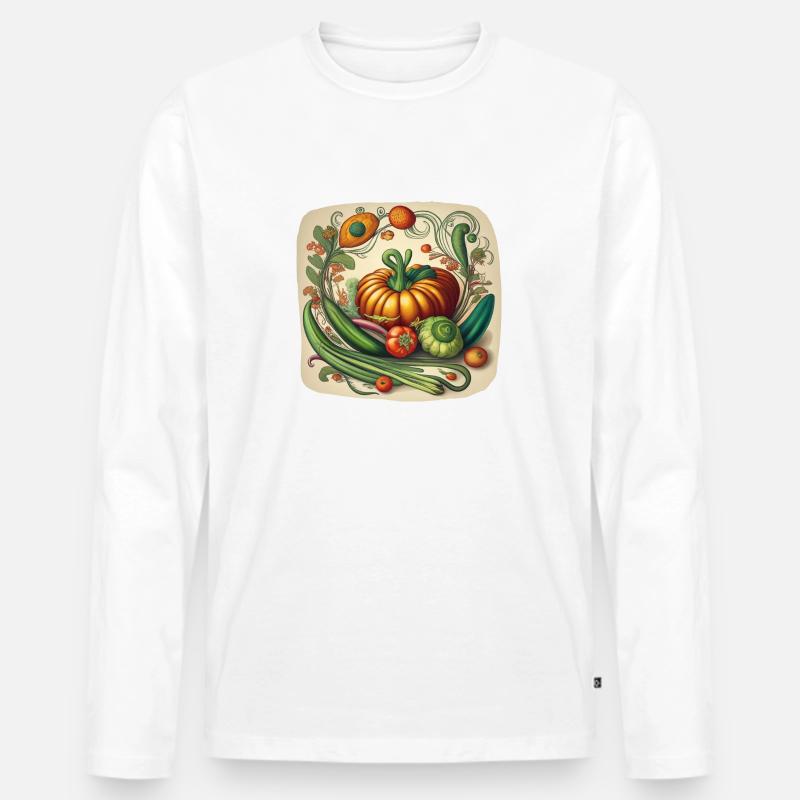 Jugendstil-Gemüsezusammensetzung - Männer Premium Bio Langarmshirt - Weiß