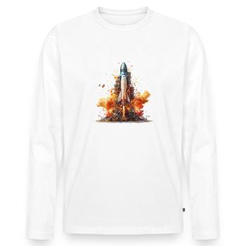 Launching rocket - Men's Premium Organic Long Sleeve Shirt - white - Front - Nico (187cm)