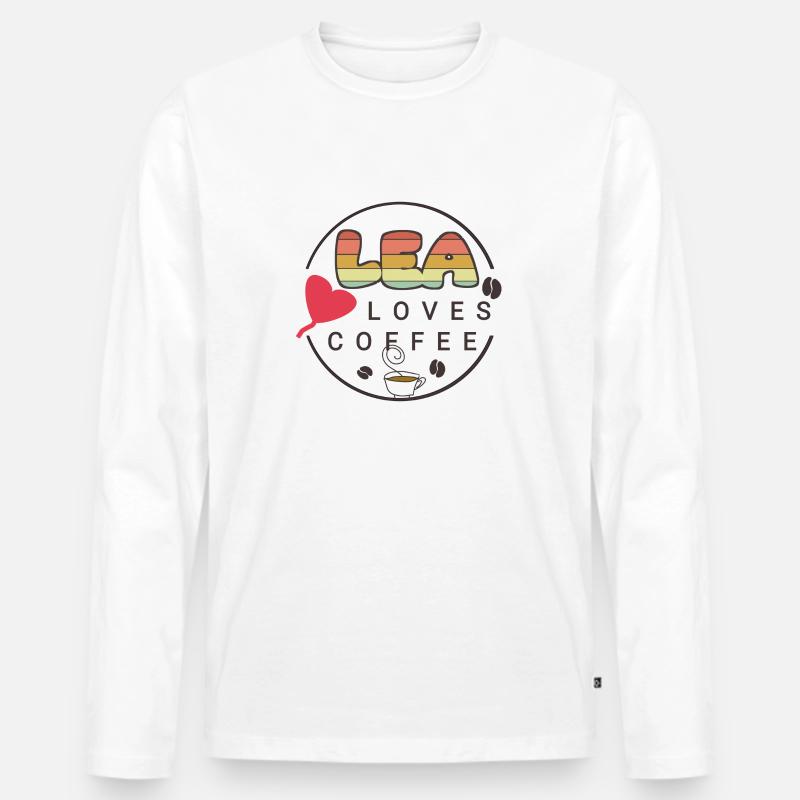 Lea liebt Kaffee lovers - Männer Premium Bio Langarmshirt - Weiß