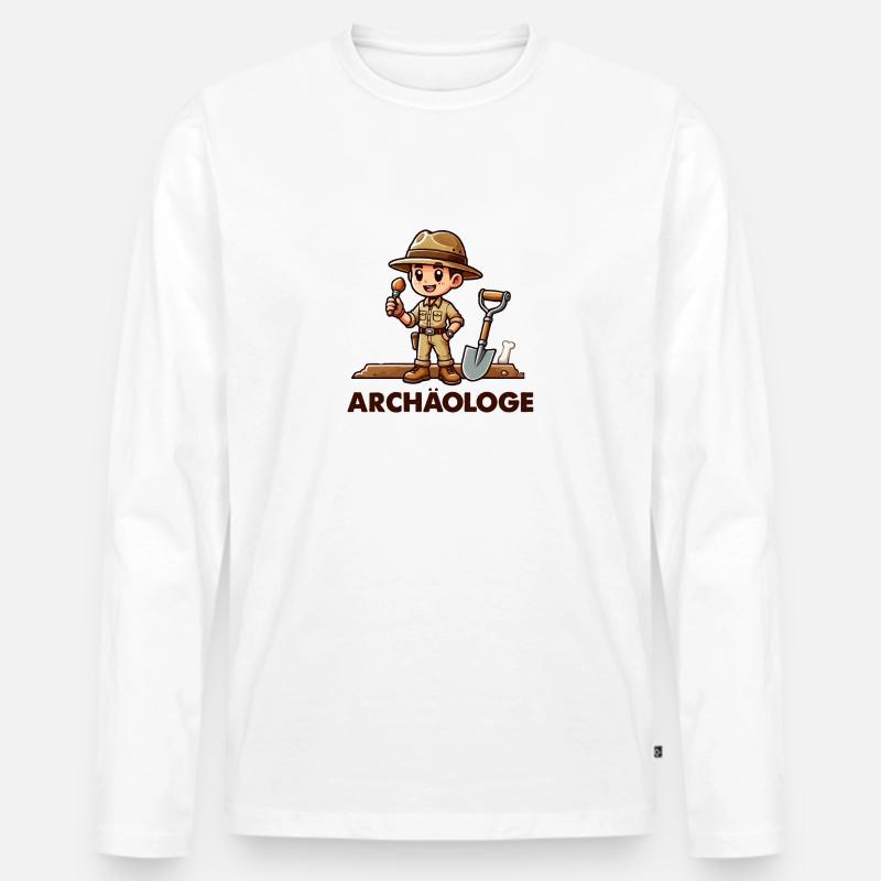 Archäologe comic - Männer Premium Bio Langarmshirt - Weiß