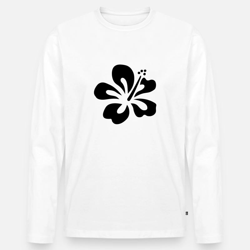 hibiscus - Männer Premium Bio Langarmshirt - Weiß