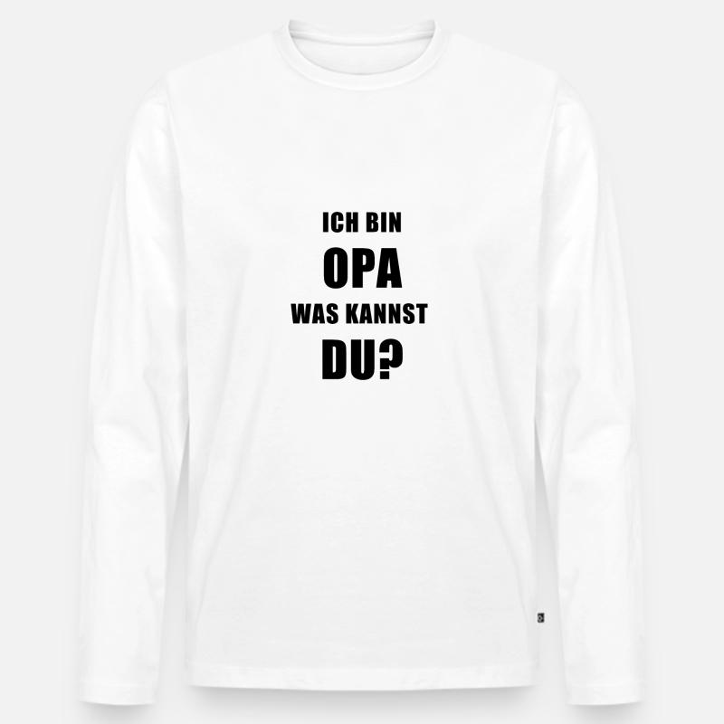 ICH BIN OPA GESCHENK - Männer Premium Bio Langarmshirt - Weiß