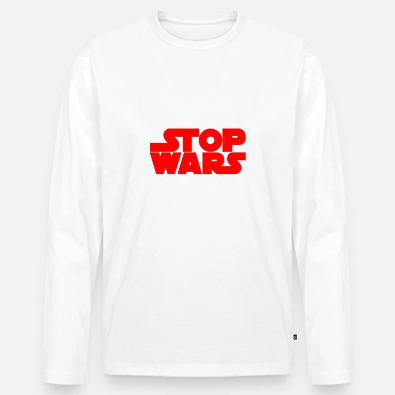 STOP WARS - Männer Premium Bio Langarmshirt - Weiß