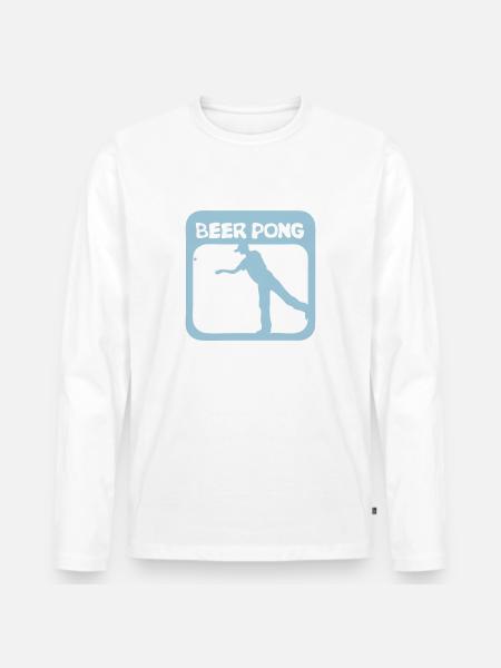 Logo Bier Pong Spieler - Männer Premium Bio Langarmshirt -