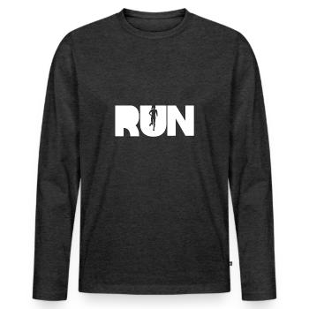 RUN - T-shirt manches longues Premium bio Homme - anthracite chiné - Devant - Nico (187cm)